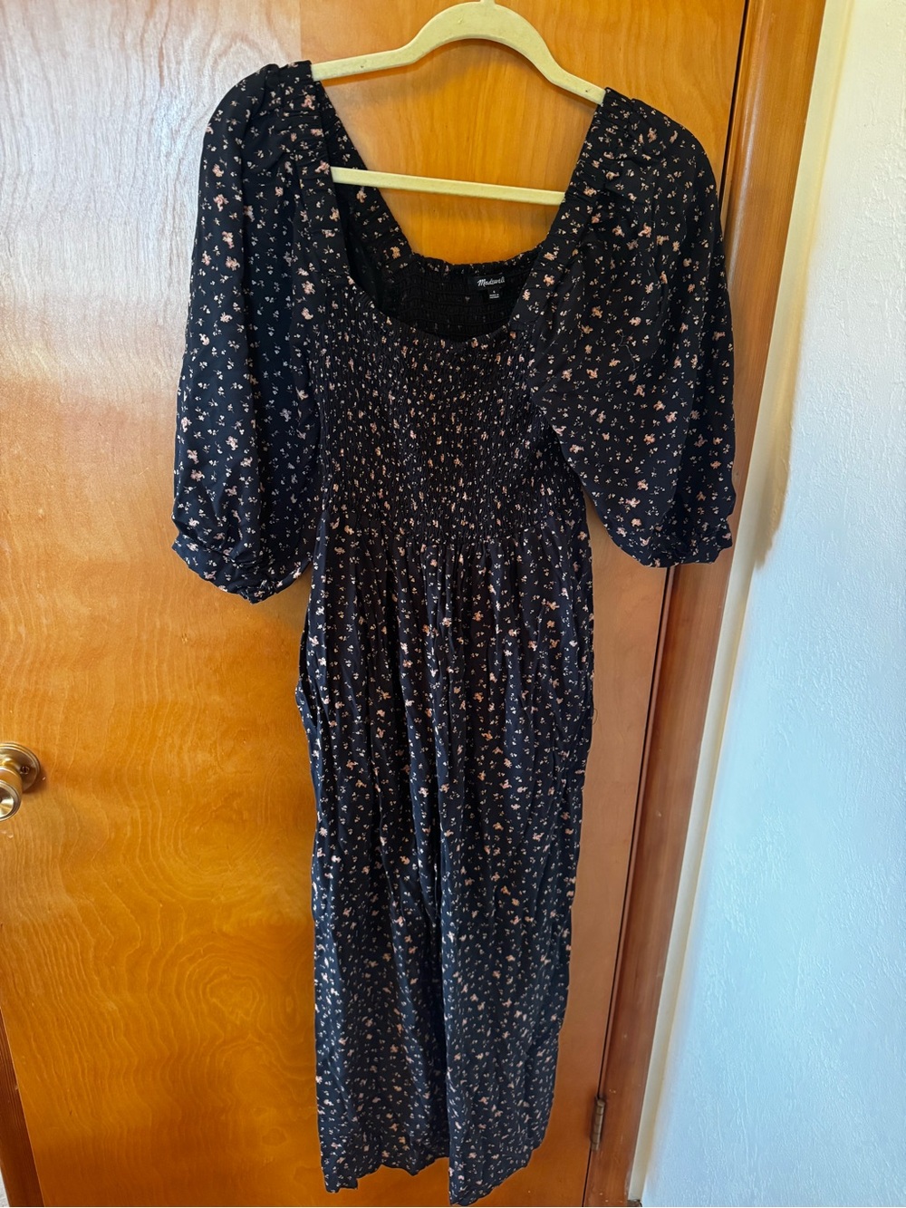 Madewell Black Jumpsuit with Pink Micro Floral Print